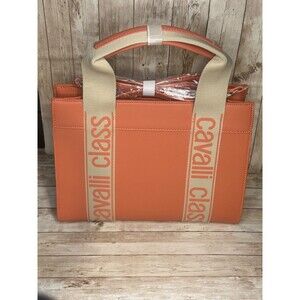 New Large Cavalli Class Coral Haze Handbag Adj Strap & Canvas Handles Designer